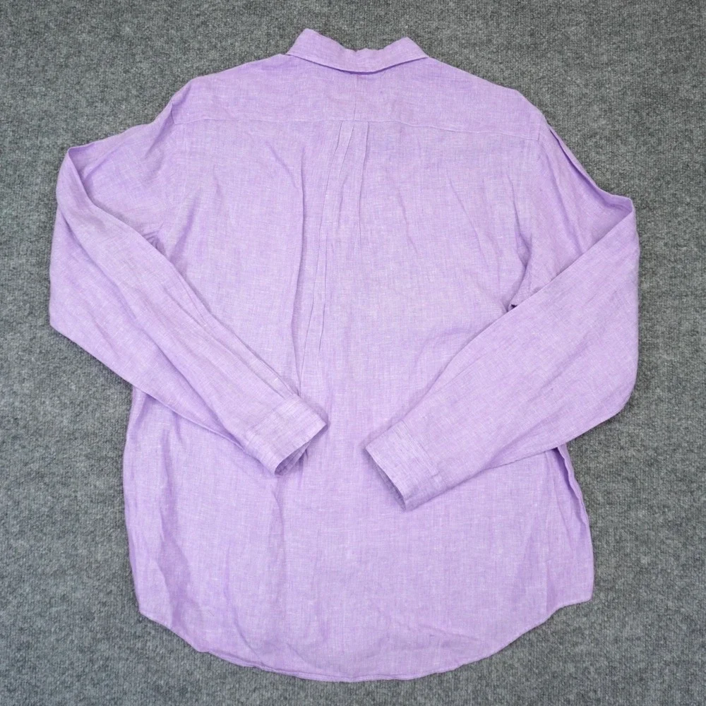 Ralph Lauren Button Down Shirt Mens XL Purple 100% Linen Long Sleeve Pony Logo